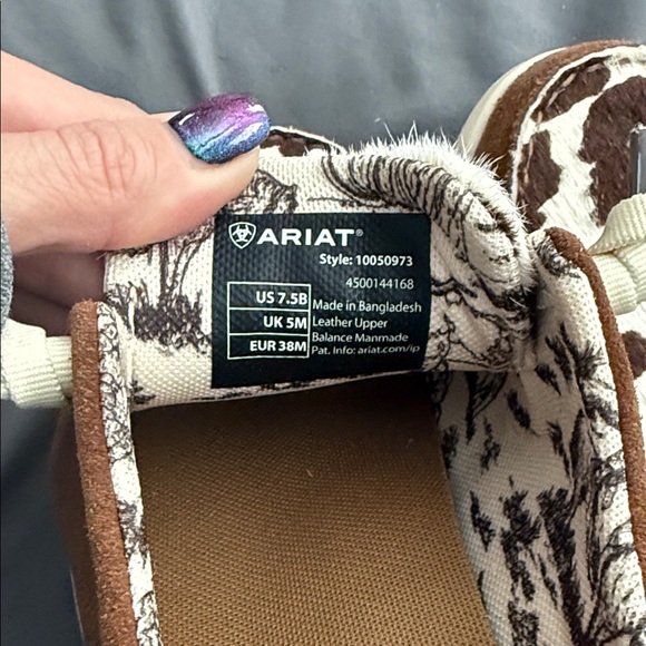 Ariat Cow Hair Print Hilo Slip On Suede Shoes Women 7.5 NEW - Picture 7 of 10